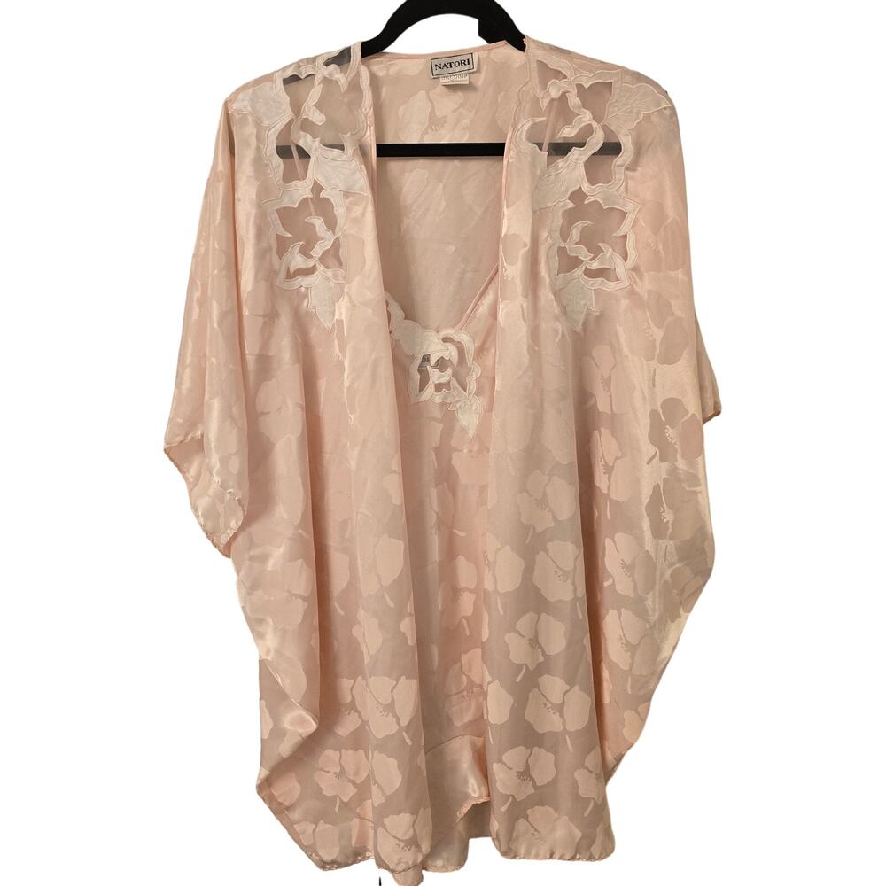 Gorgeous Vintage Natori Robe and Night Gown Set In Blush Pink/Peach Size 6 / Sm